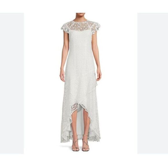 ML Monique Lhuillier Womens High Low Lace Dress Evening...
